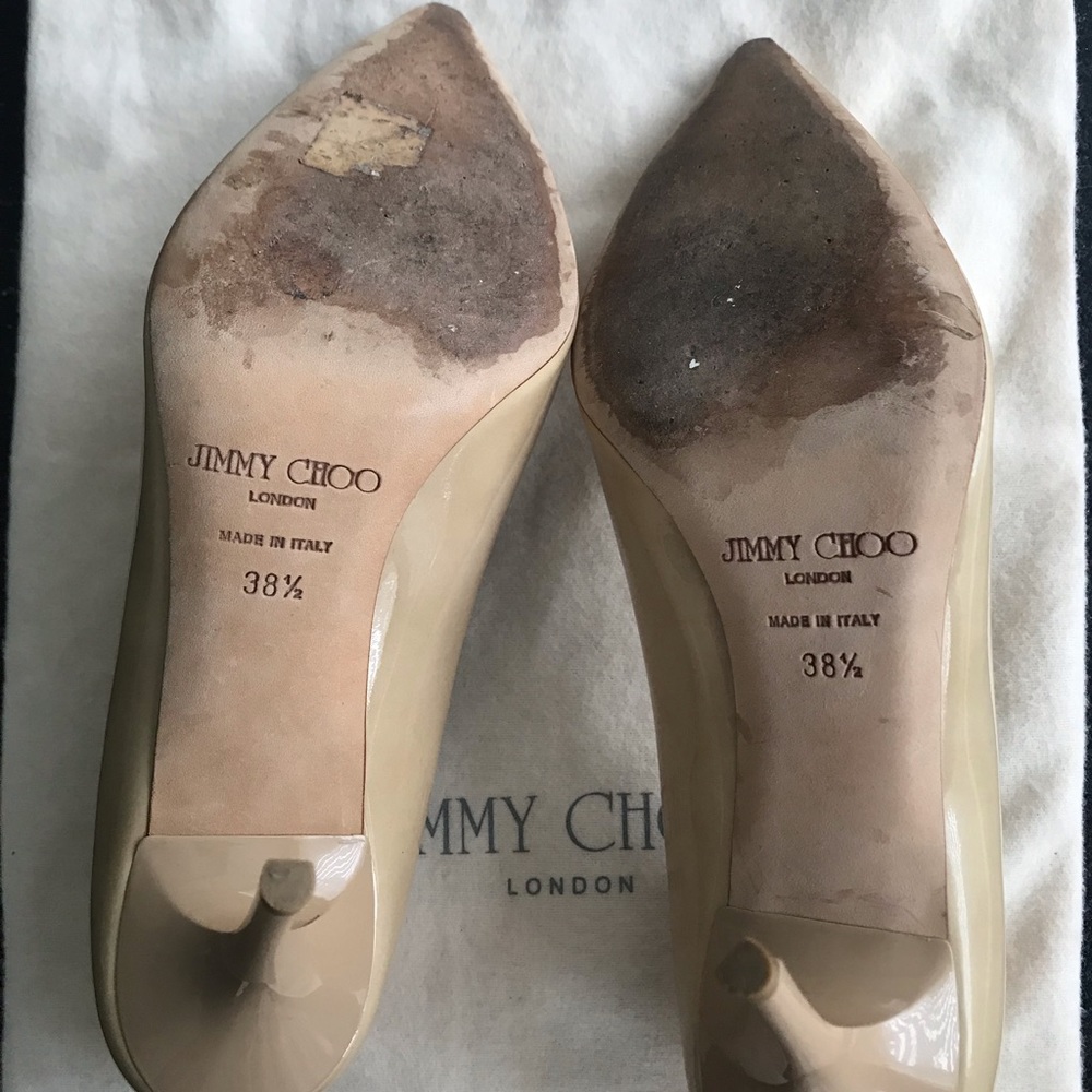 Jimmy CHOO Abel Nude Patent Leather Heels 38.5 - Picture 3 of 4